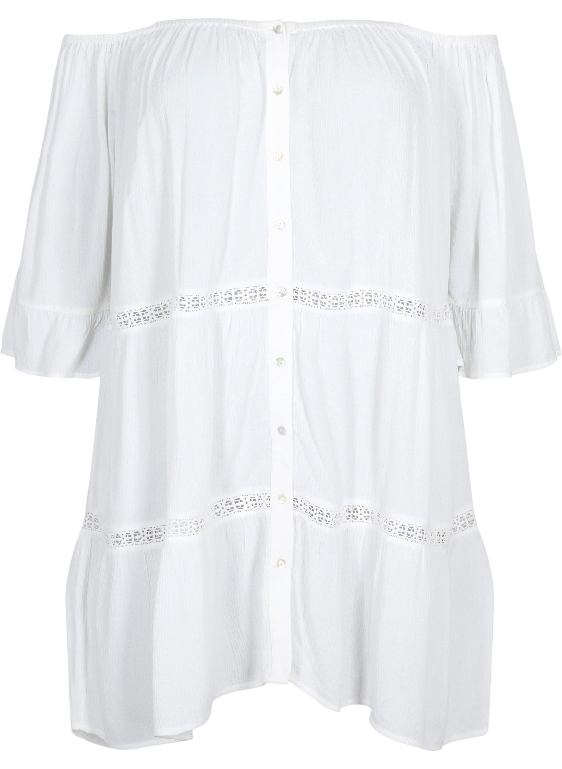 Zizzi Off shoulder -rantatunika, White, Packshot image number 0
