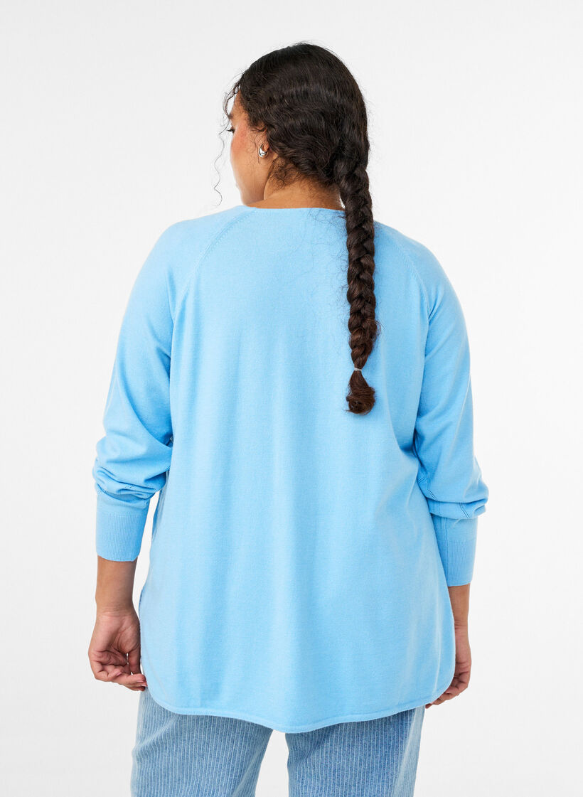 Neulepusero py&ouml;re&auml;ll&auml; p&auml;&auml;ntiell&auml; ja neulospinnalla, Sininen, Model image number 2