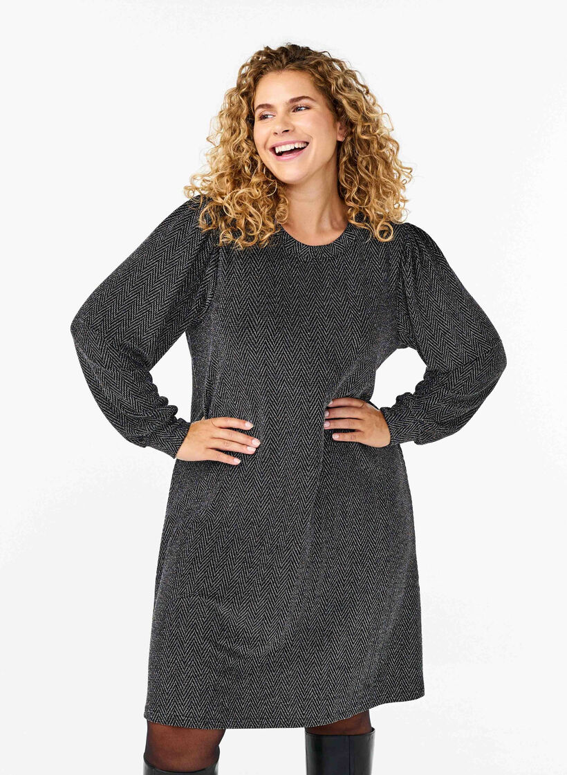 Mekko siksak-kuviolla ja kimalteella, Silver ZigZagShimmer, Model image number 0