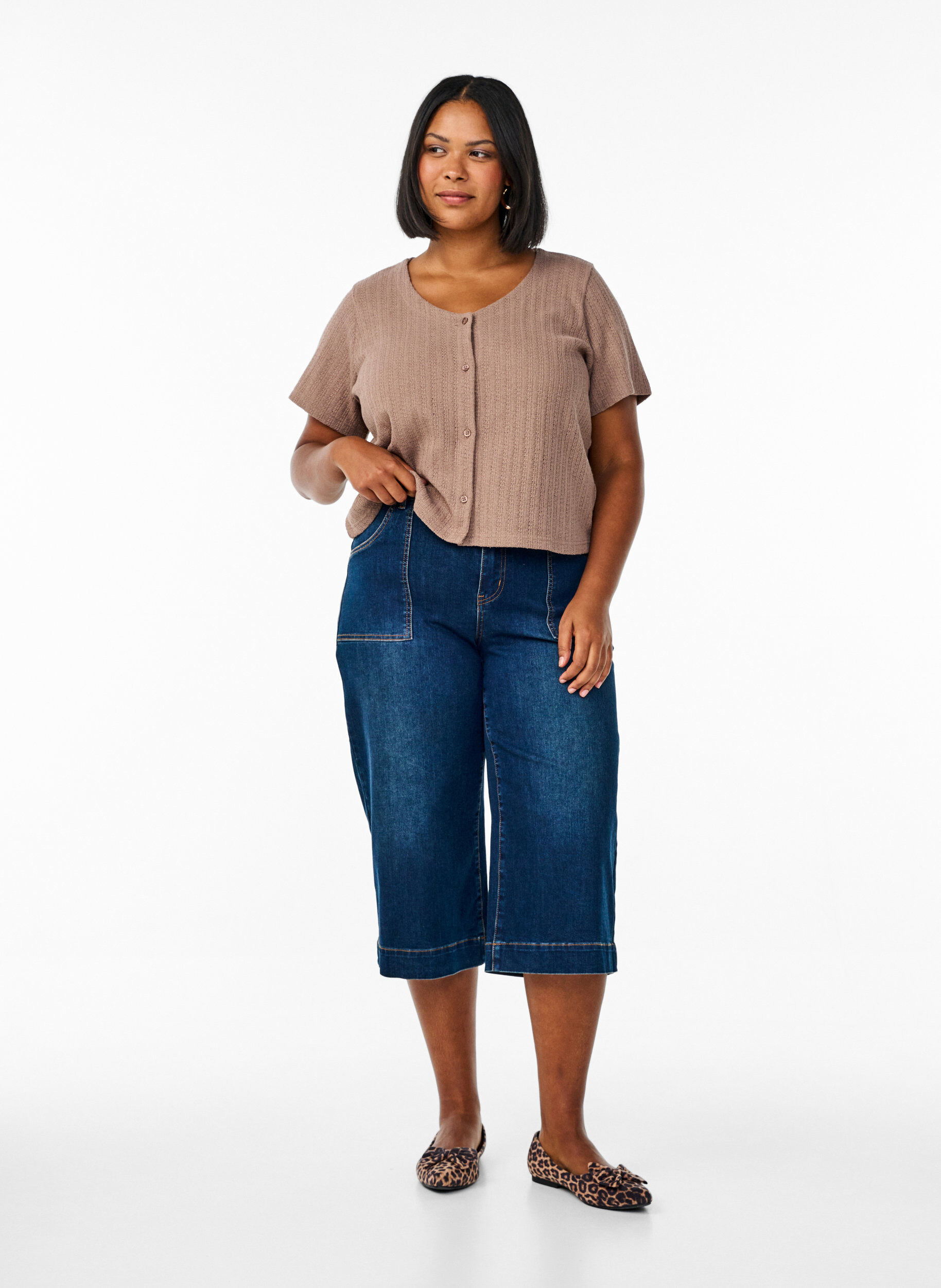 Zizzi Denim-housut leveill&auml; lahkeilla, Sininen, Model image number 0