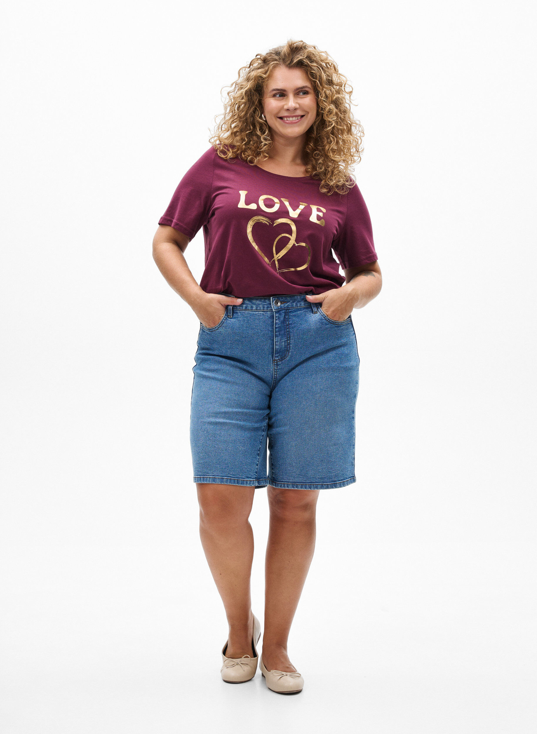 Zizzi T-paita printill&auml;, Punainen, Model image number 1