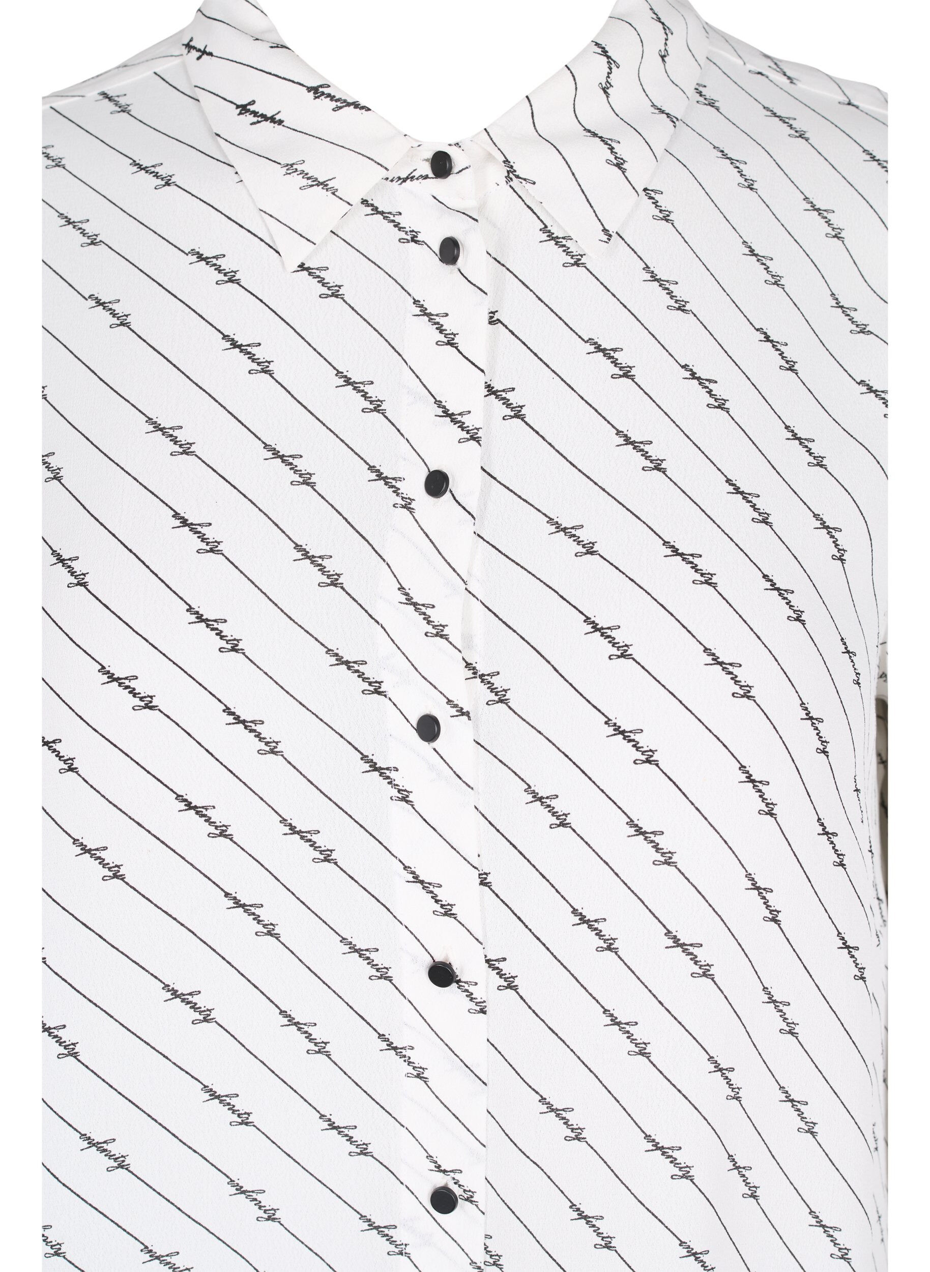 Zizzi Raidallinen paitamekko viskoosista, White AOP, Packshot image number 2