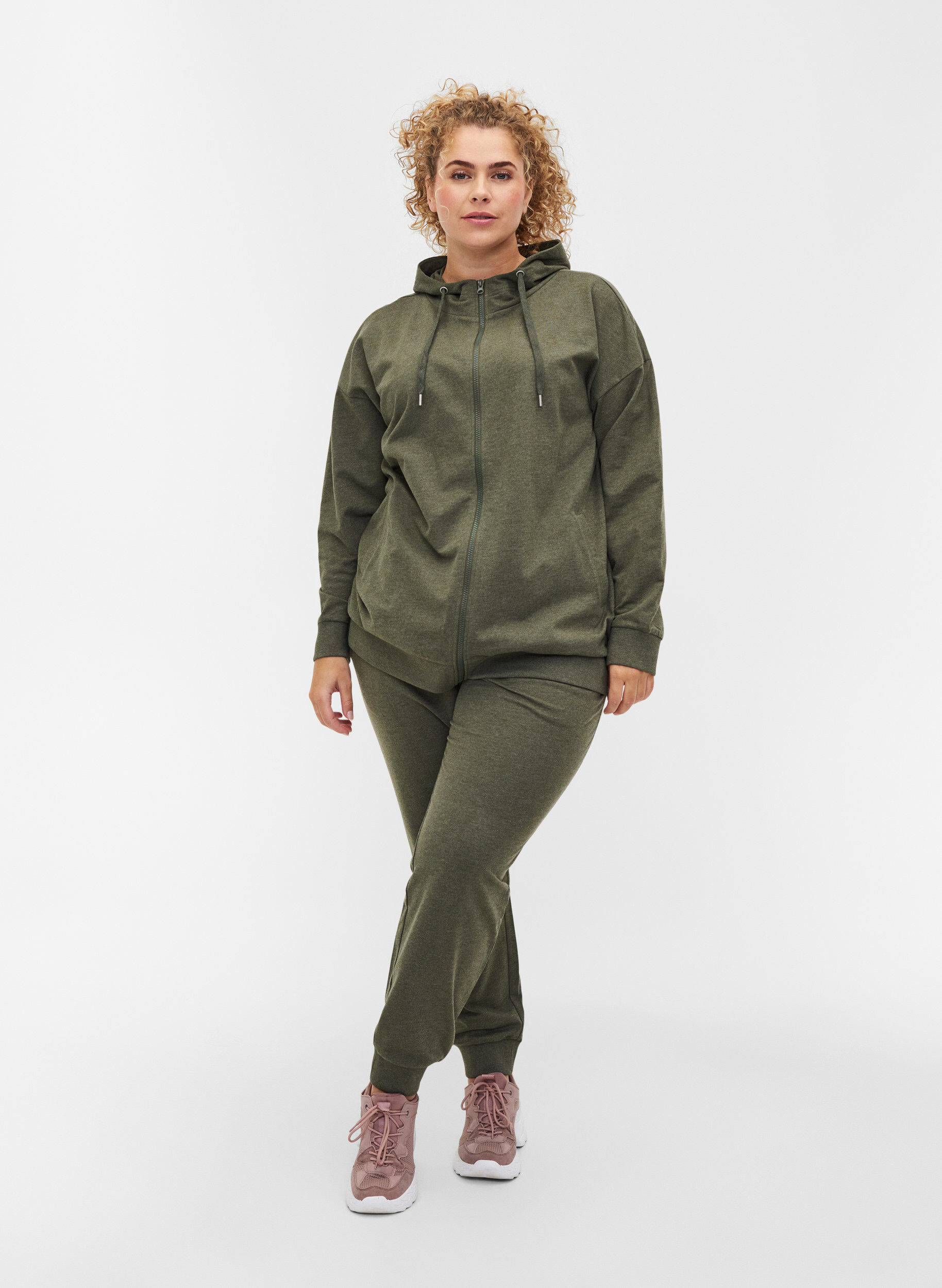 Zizzi Svetaritakki vetoketjulla ja hupulla , Forest Night, Model image number 2