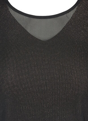 Pitkähihainen paita lurexilla ja v-aukolla, Black, Packshot image number 2