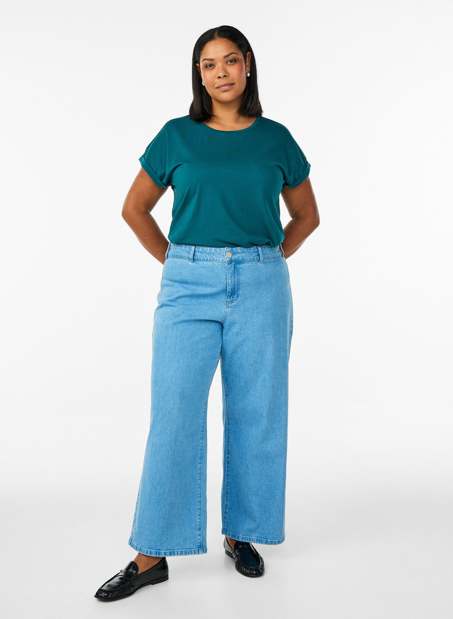 ZizziLyhythihainen t-paita puuvillasekoitteesta, Vihre&auml;, Model image number 1