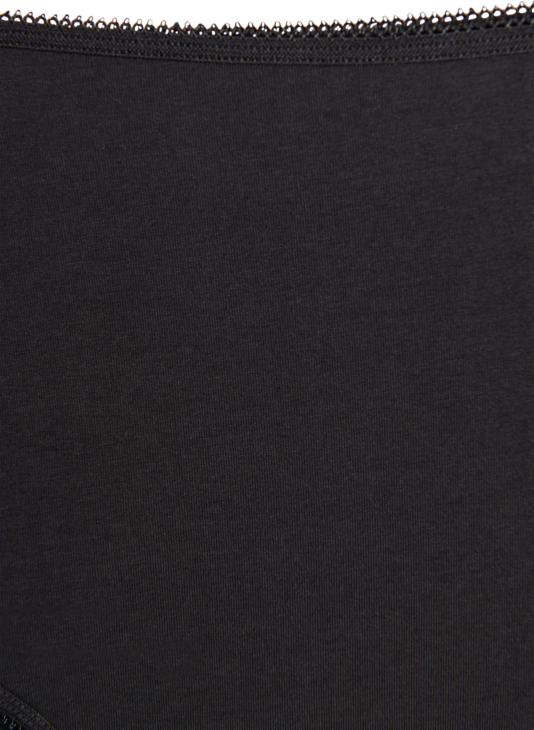 Zizzi 3 kpl setti puuvilla-alushousuja normaalilla vy&ouml;t&auml;r&ouml;ll&auml;, Musta, Packshot image number 3