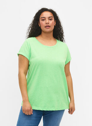 Neonvärinen t-paita puuvillasta, Neon Green, Model image number 0