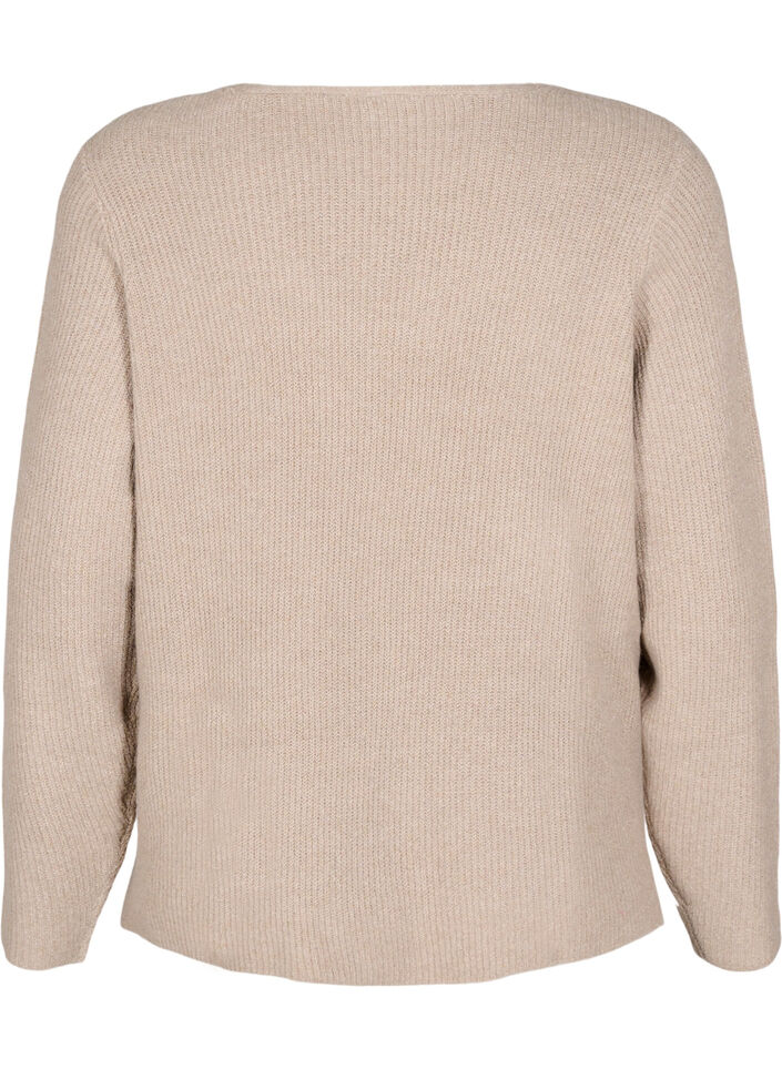 Neulepusero v-pääntiellä ja pitkät hihat, Simply T. White Mel., Packshot image number 1