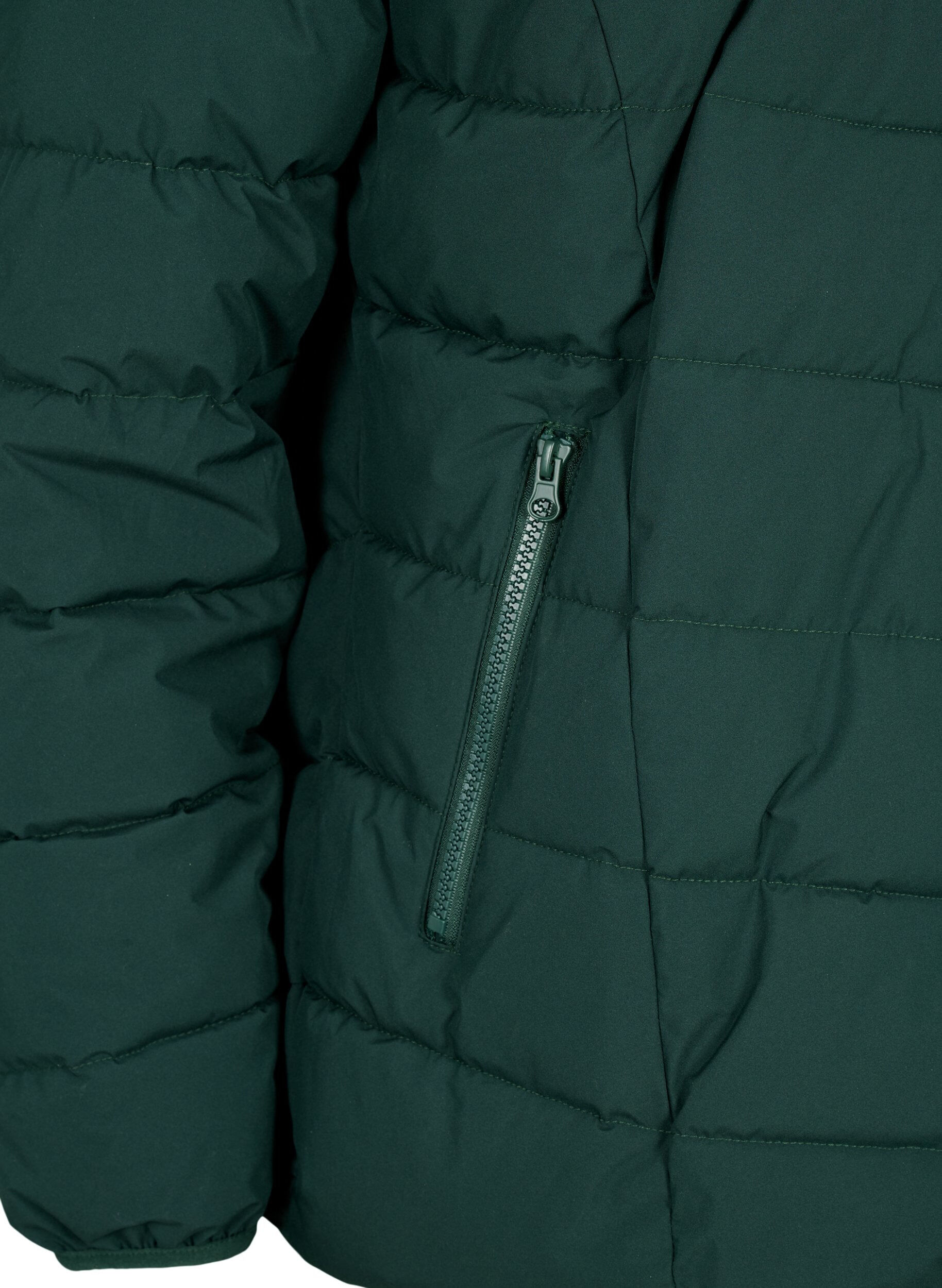 Zizzi Lyhyt toppatakki hupulla, Vihre&auml;, Packshot image number 3