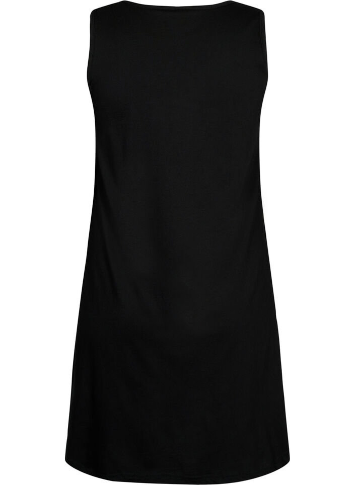 Hihaton puuvillamekko A-mallissa, Black, Packshot image number 1