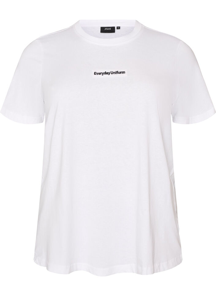 Puuvillainen T-paita tekstimerkill&auml;, Valkoinen, Packshot image number 0