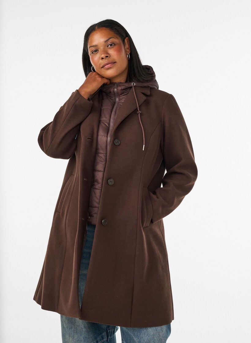 Takki irrotettavalla topatulla vuorilla, Ruskea, Model image number 0