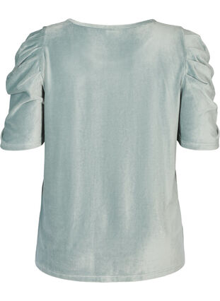 Velour t-paita puhvihihoilla, Chinois Green, Packshot image number 1