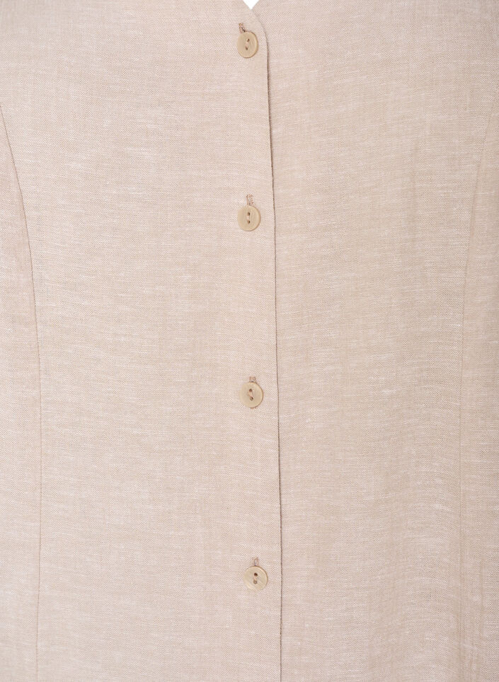 Midimekko pellava- ja viskoosisekoitteesta r&ouml;yhel&ouml;hihoilla, Beige, Packshot image number 2