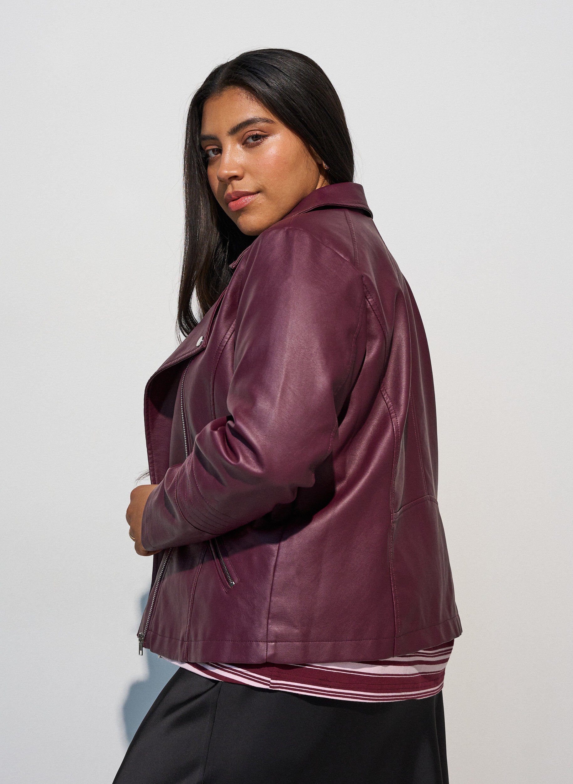 ZizziKeinonahkainen biker-takki, Punainen, Model image number 2