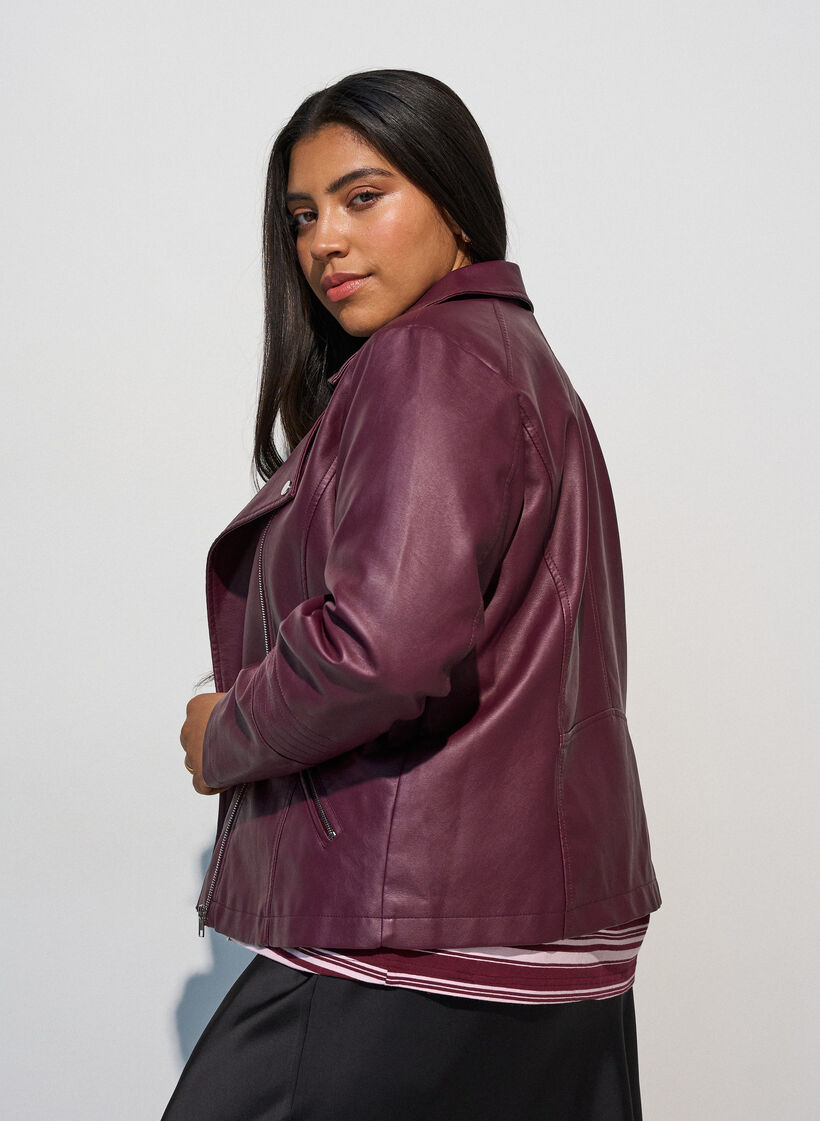 Keinonahkainen biker-takki, Punainen, Model image number 2