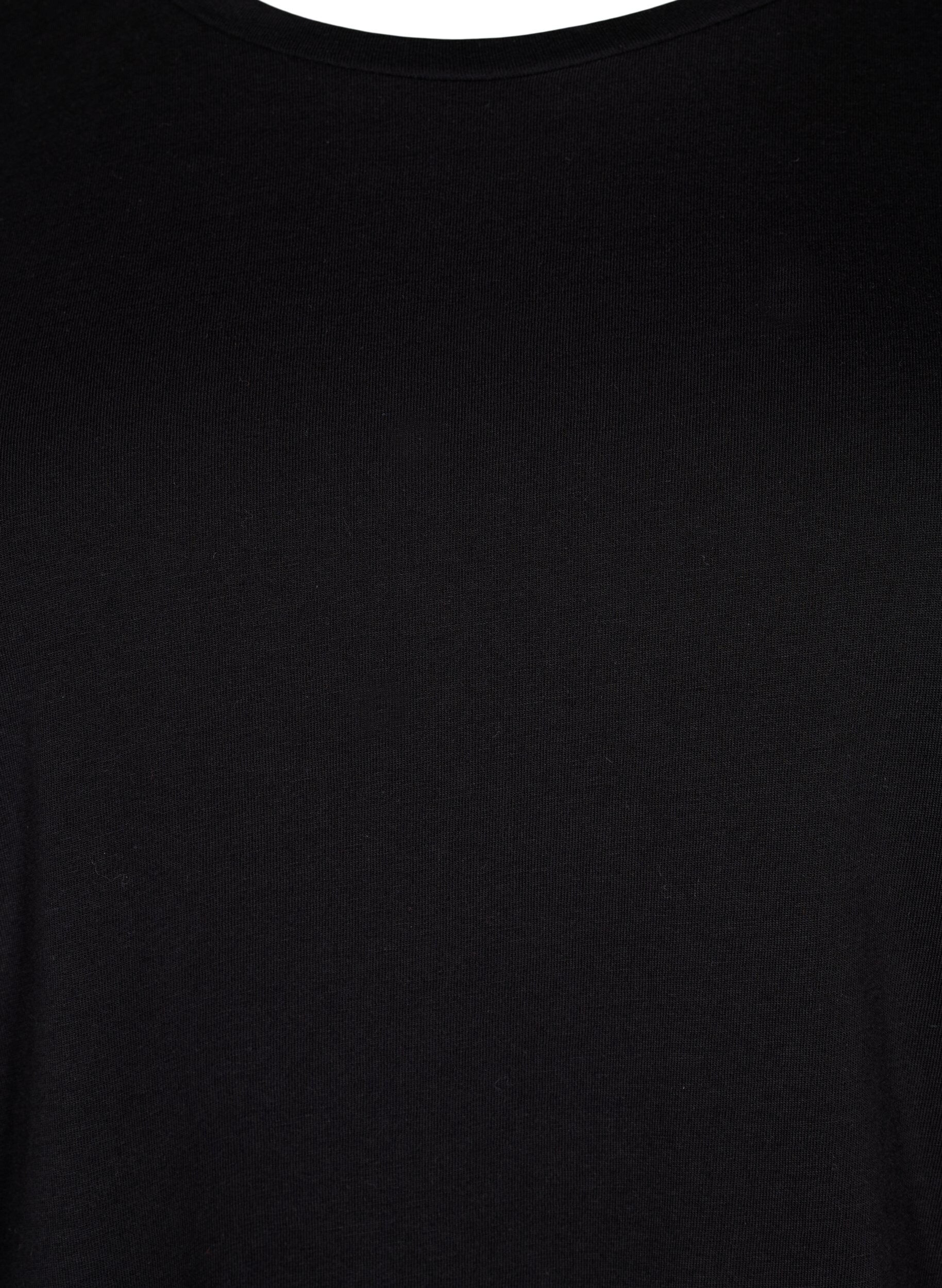 Zizzi Puuvillainen t-paita 2/4-hihoilla, Black, Packshot image number 2