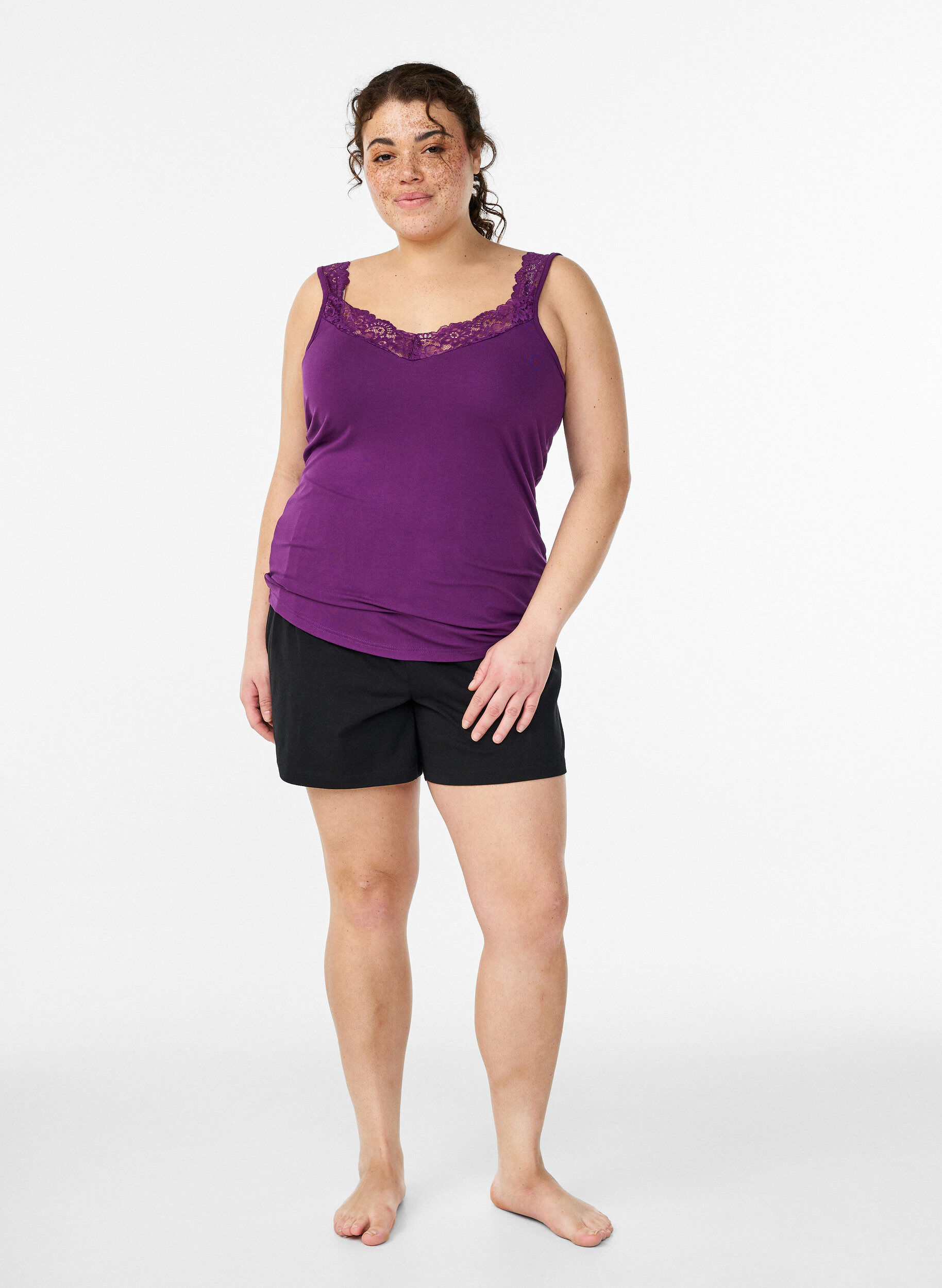 ZizziPitsireunainen viskoositoppi, Violetti, Model image number 1