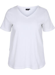 Puuvillainen t-paita ribbauksella, Bright White