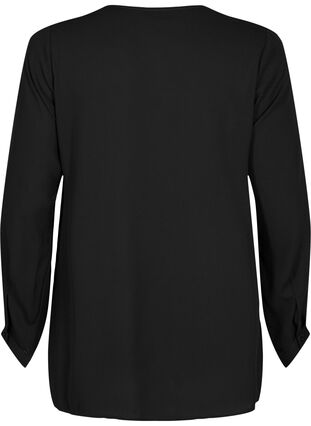 Yksivärinen paita v-pääntiellä, Black, Packshot image number 1