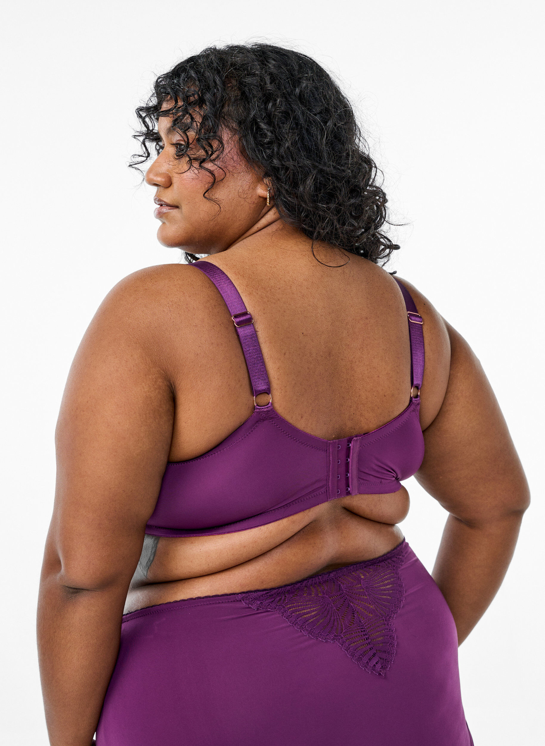 Zizzi Topatut rintaliivit, joissa on pitsiyksityiskohta, Tumma Bordeaux, Model image number 2