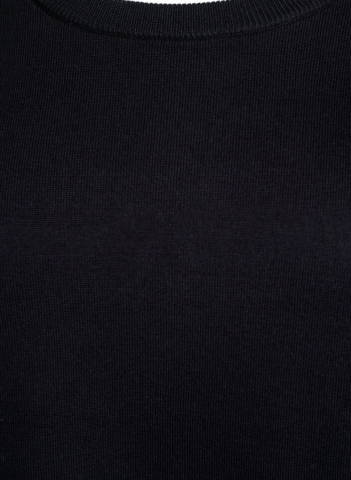 Lyhythihainen neulepaita pienillä ruseteilla, Musta, Packshot image number 2