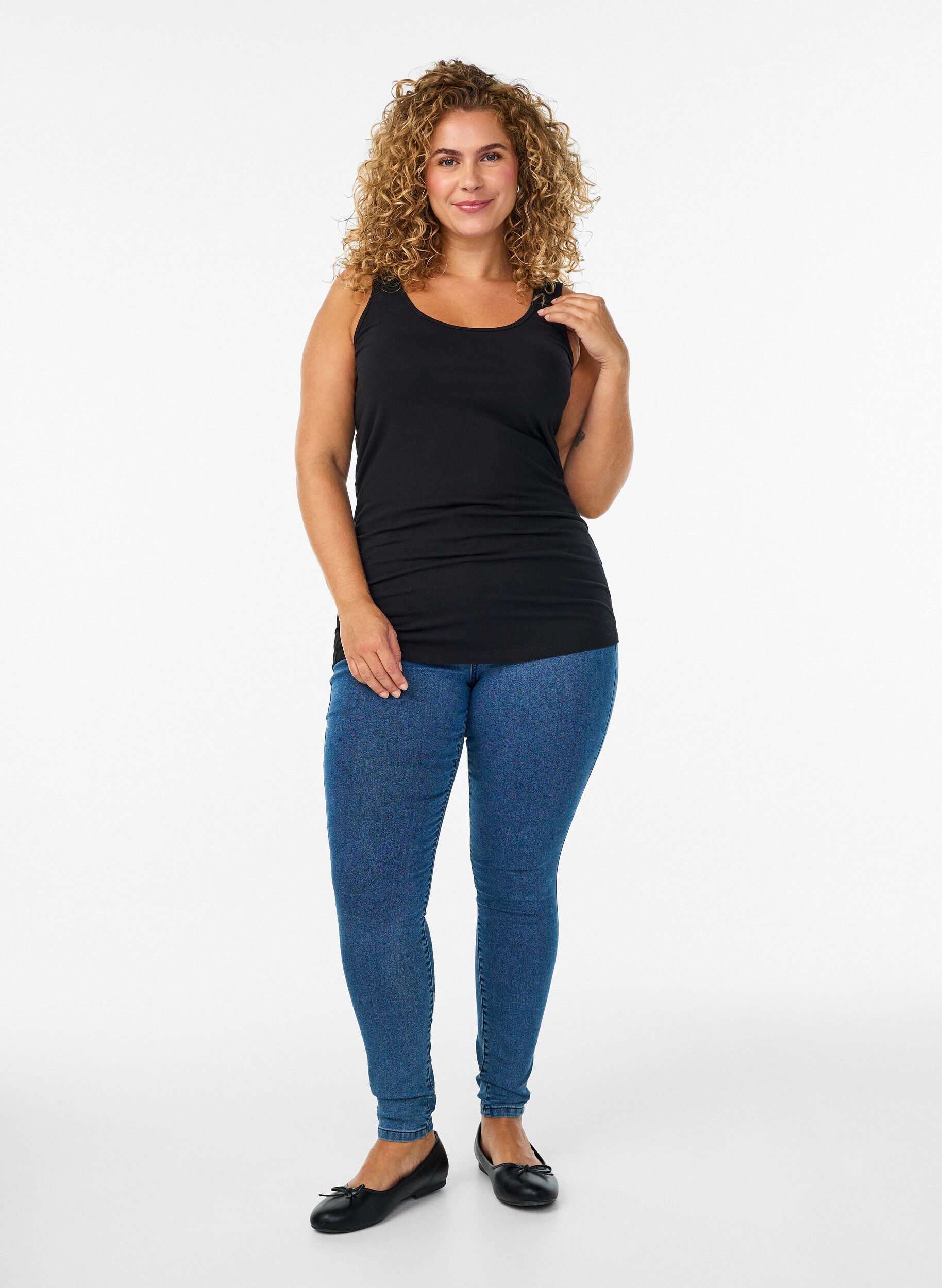 ZizziYksiv&auml;rinen perustoppi puuvillasta, Musta, Model image number 1