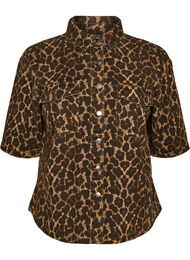 Farkkupaita leopardikuviolla ja lyhyill&auml; hihoilla, Ruskea