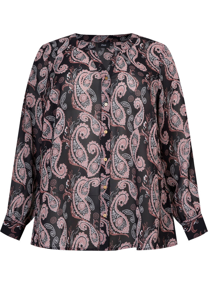 Paita v-pääntiellä ja kuosilla , Black/Beige Paisley, Packshot image number 0
