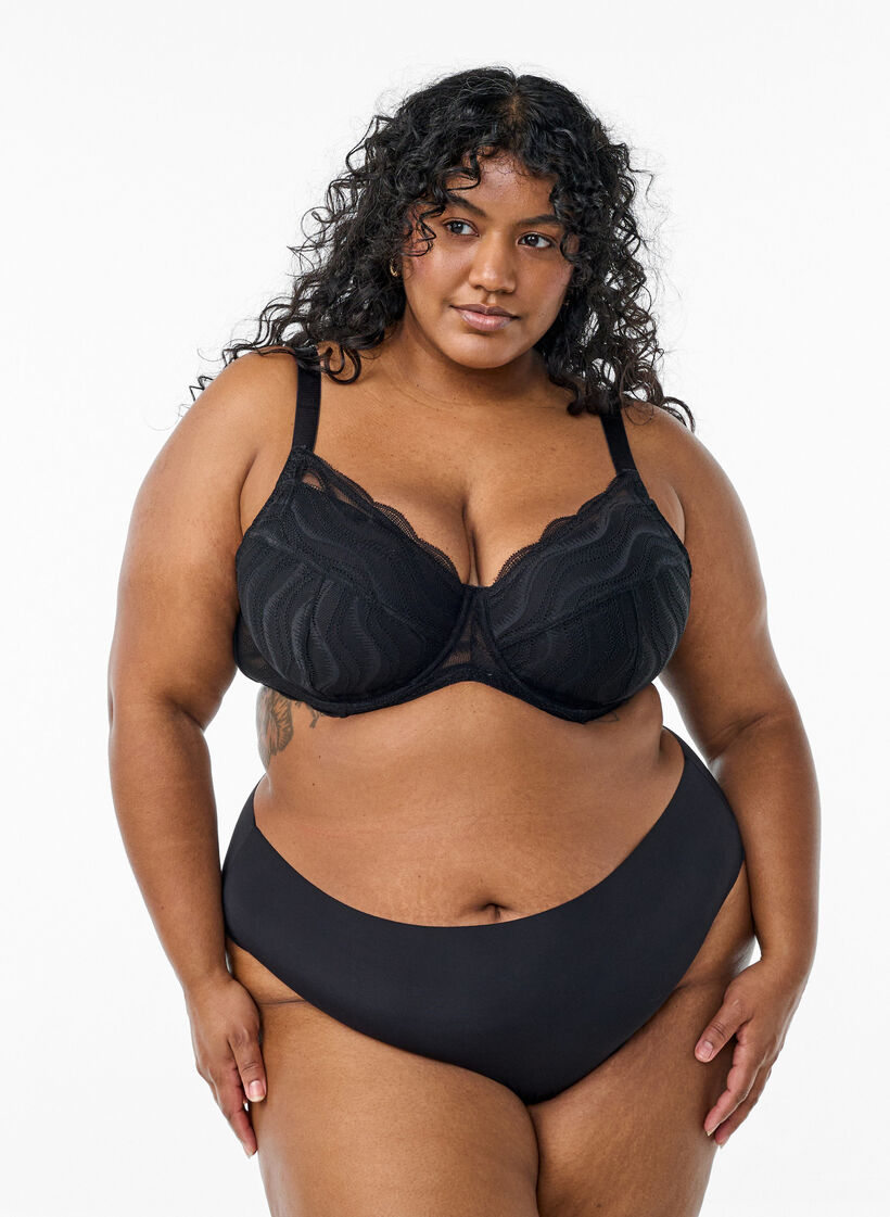 Topatut rintaliivit pitsillä, Musta, Model image number 1