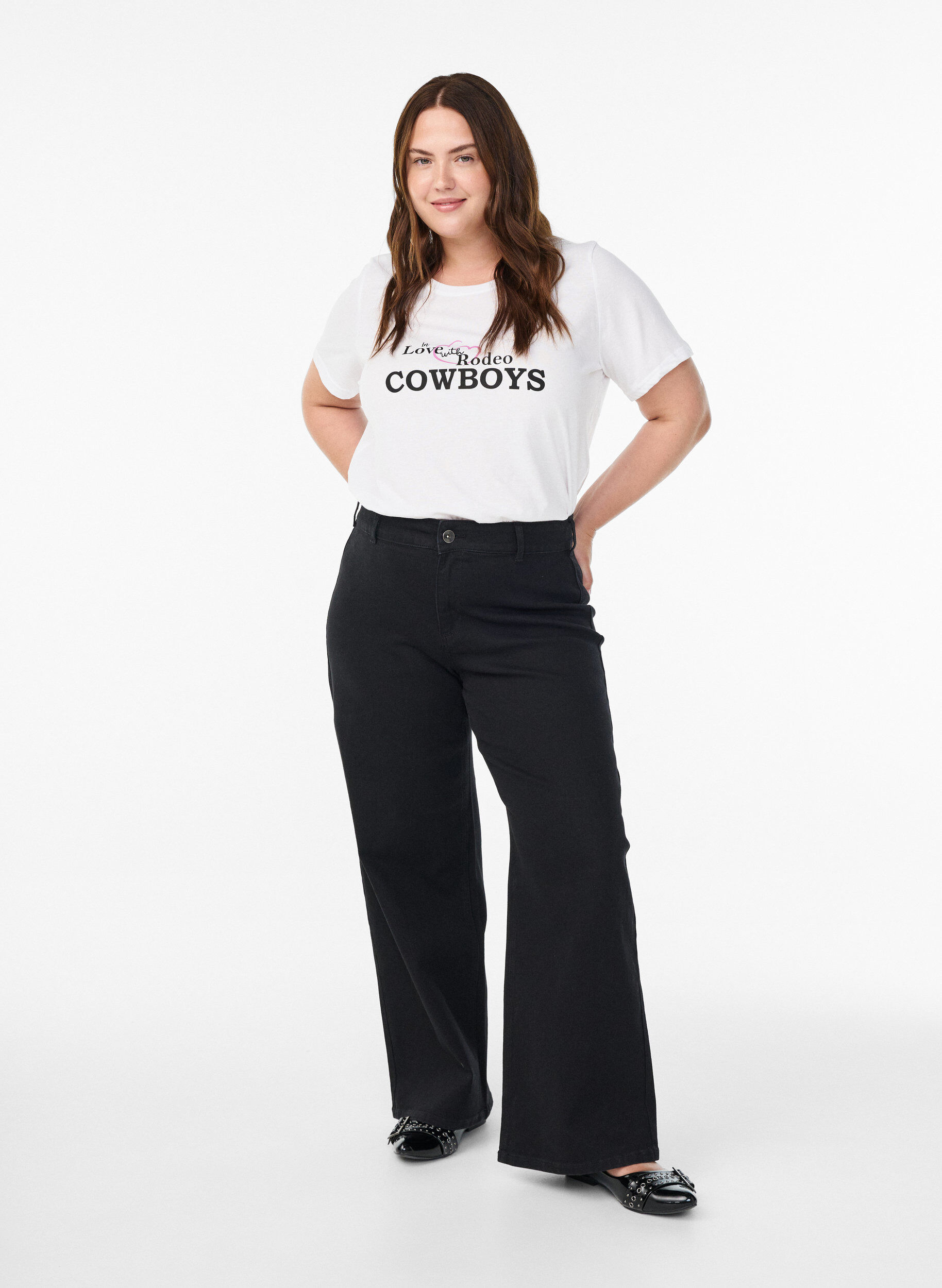 Zizzi T-paita printill&auml;, Valkoinen, Model image number 1