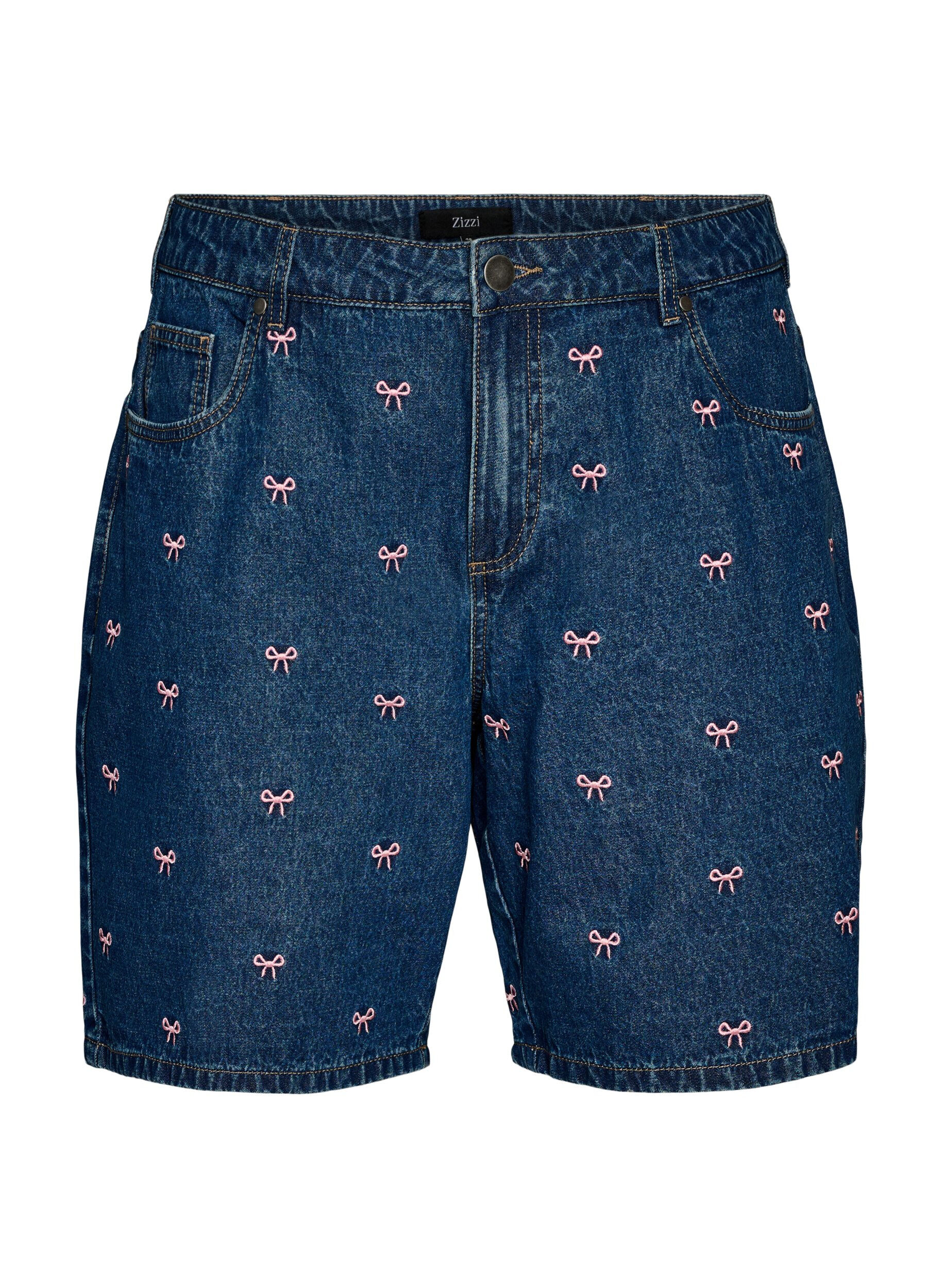 ZizziKirjailut denimshortsit, Sininen, Packshot image number 0