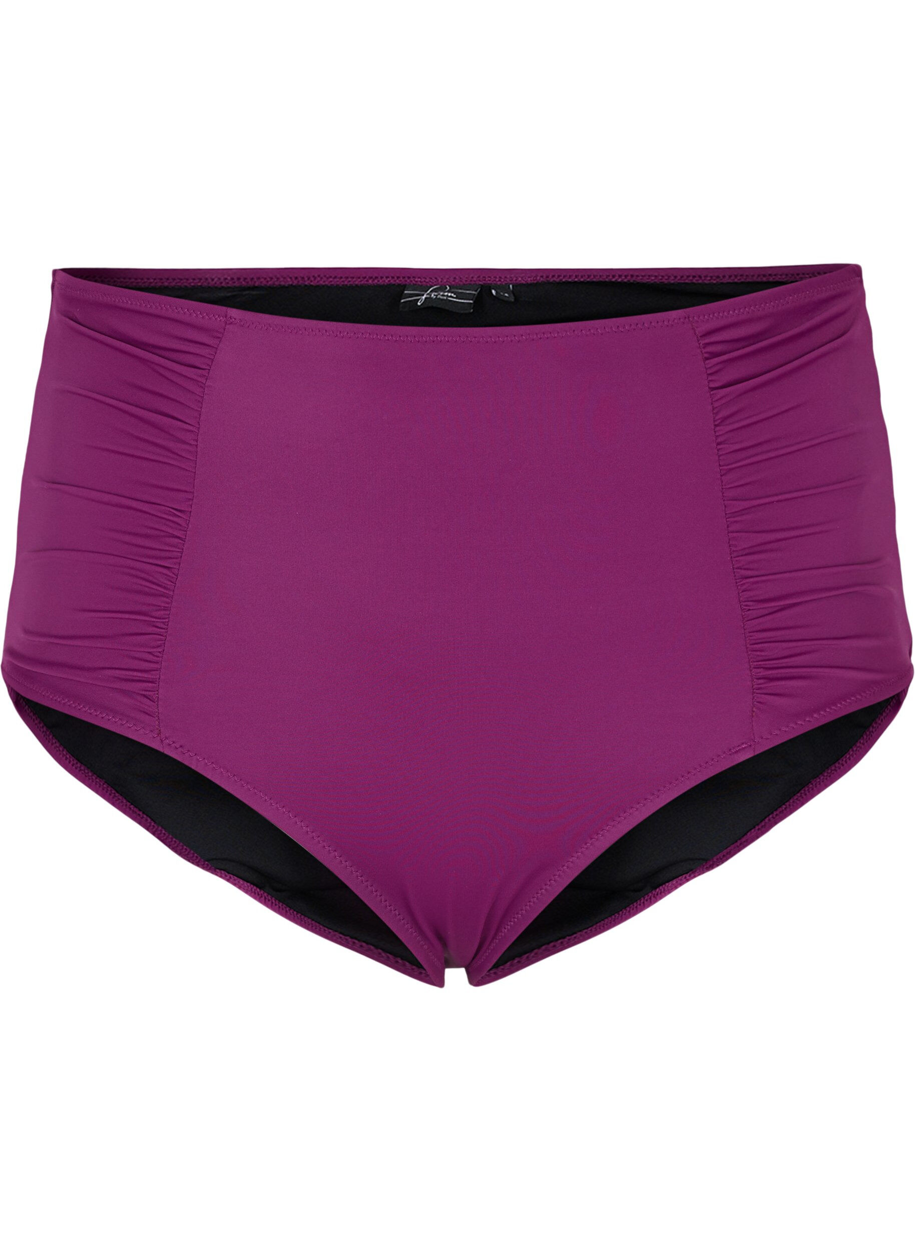 Zizzi Korkeavy&ouml;t&auml;r&ouml;inen bikinialaosa rypytyksell&auml;, Dark Purple, Packshot image number 0