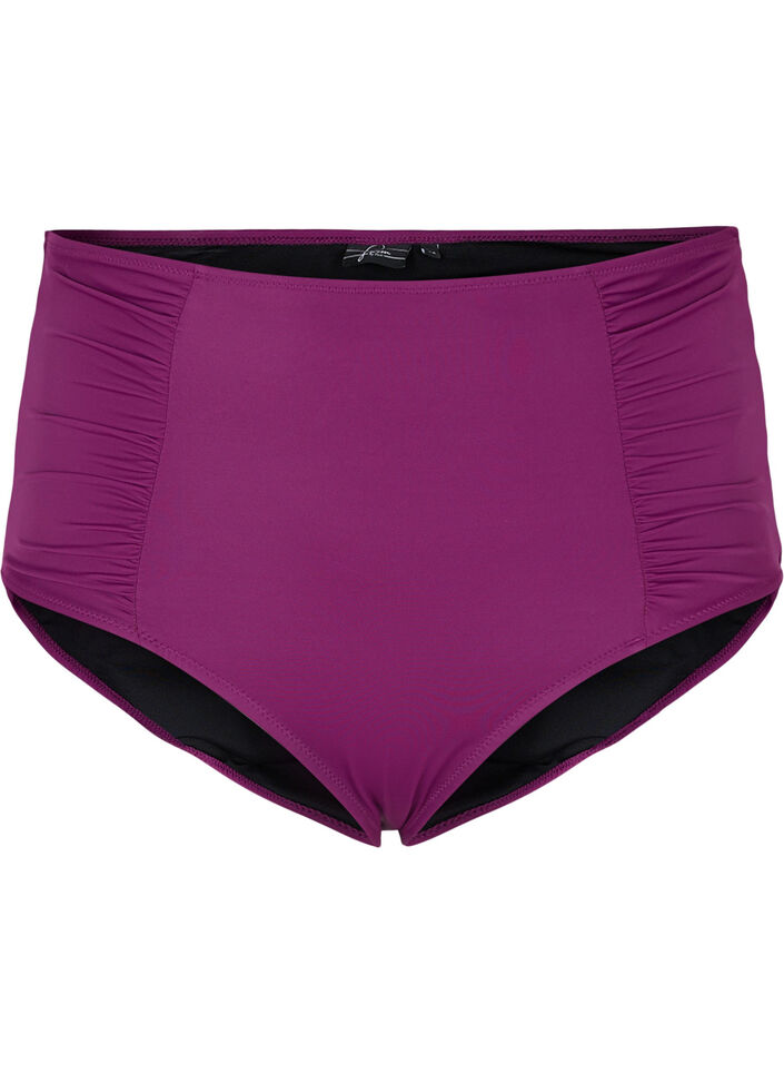Korkeavyötäröinen bikinialaosa rypytyksellä, Dark Purple, Packshot image number 0