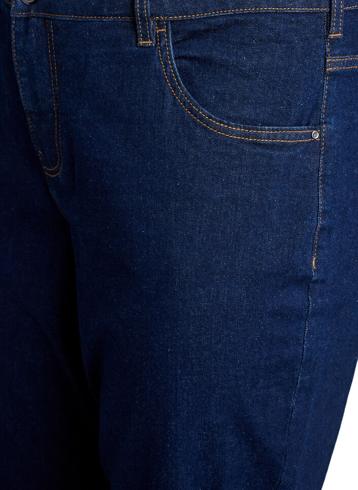 Cropped Vera -farkut, joissa on suora istuvuus, Sininen, Packshot image number 2