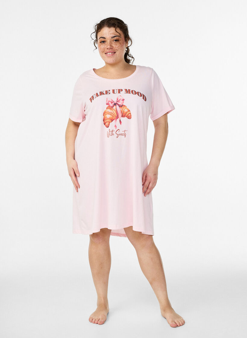 Lyhythihainen y&ouml;paita luomupuuvillaa, Vaaleanpunainen, Model image number 0