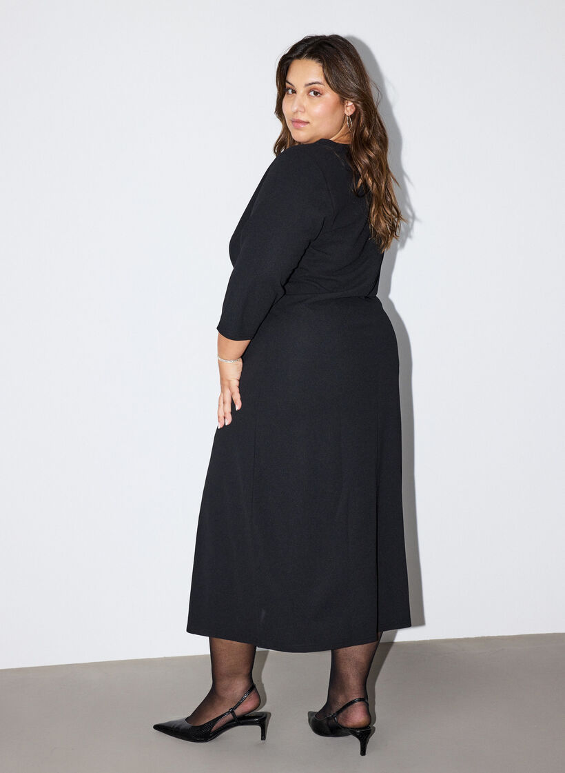 Jerseymekko drapeerauksella ja koristesoljella, Musta, Model image number 1