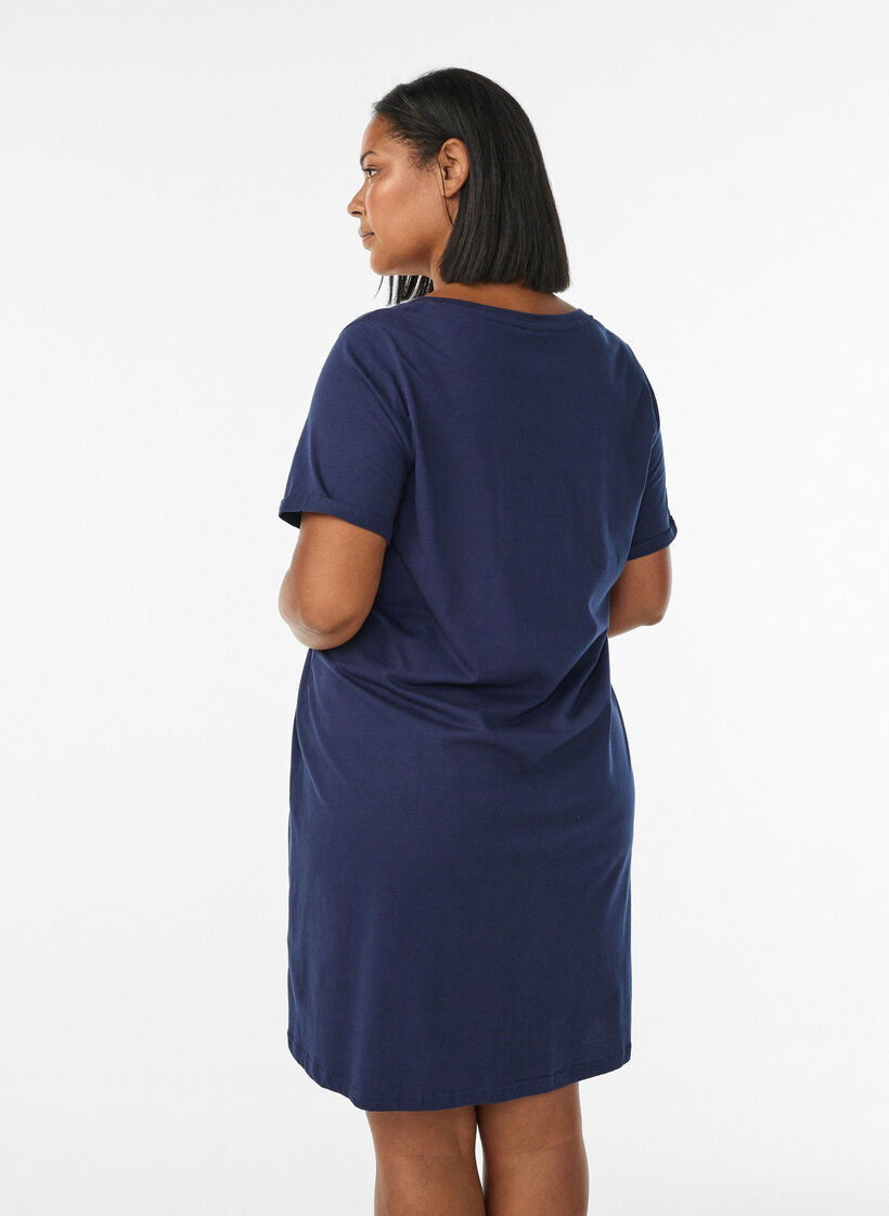 Lyhythihainen y&ouml;paita luomupuuvillaa, Sininen, Model image number 2