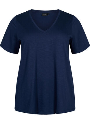 Lyhythihainen perus t-paita v-pääntiellä, Navy Blazer, Packshot image number 0