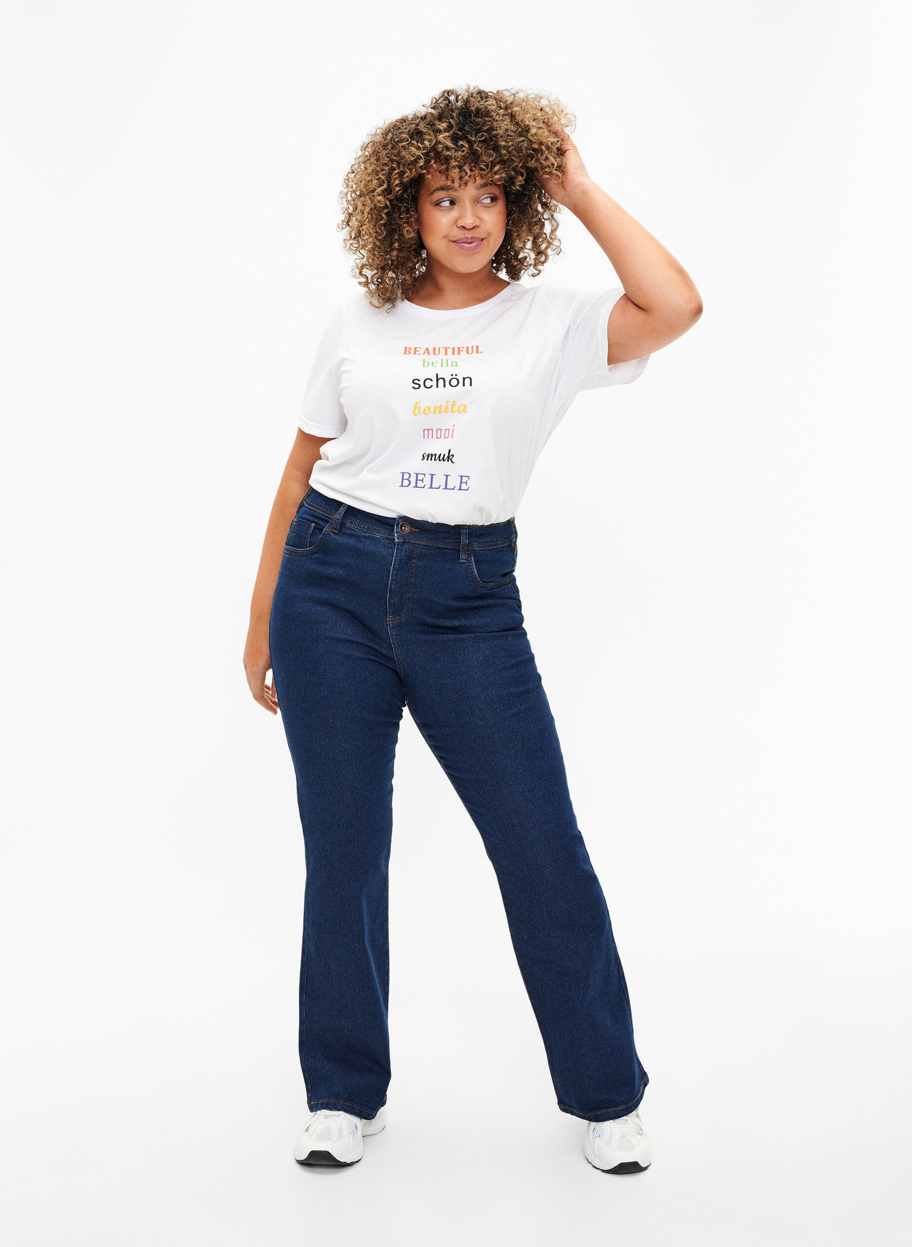 Zizzi FLASH &ndash; kuviollinen t-paita, Bright White, Model image number 2