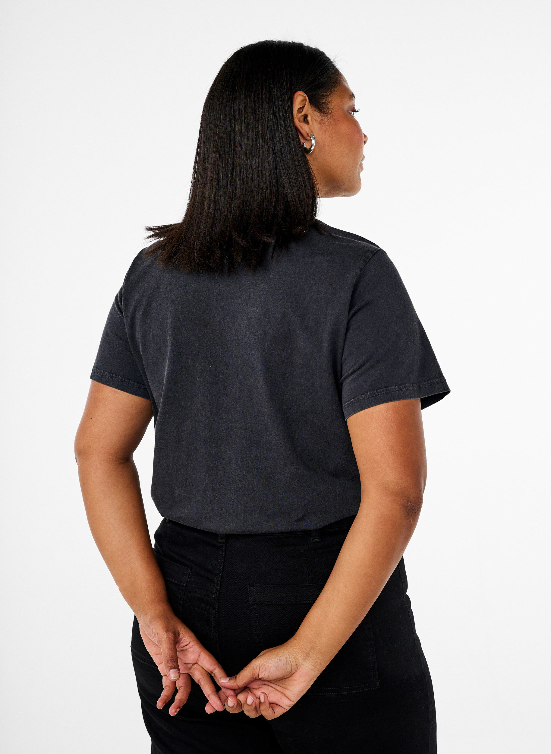 Zizzi T-paita luomupuuvillasta graafisella printill&auml;, Harmaa, Model image number 2