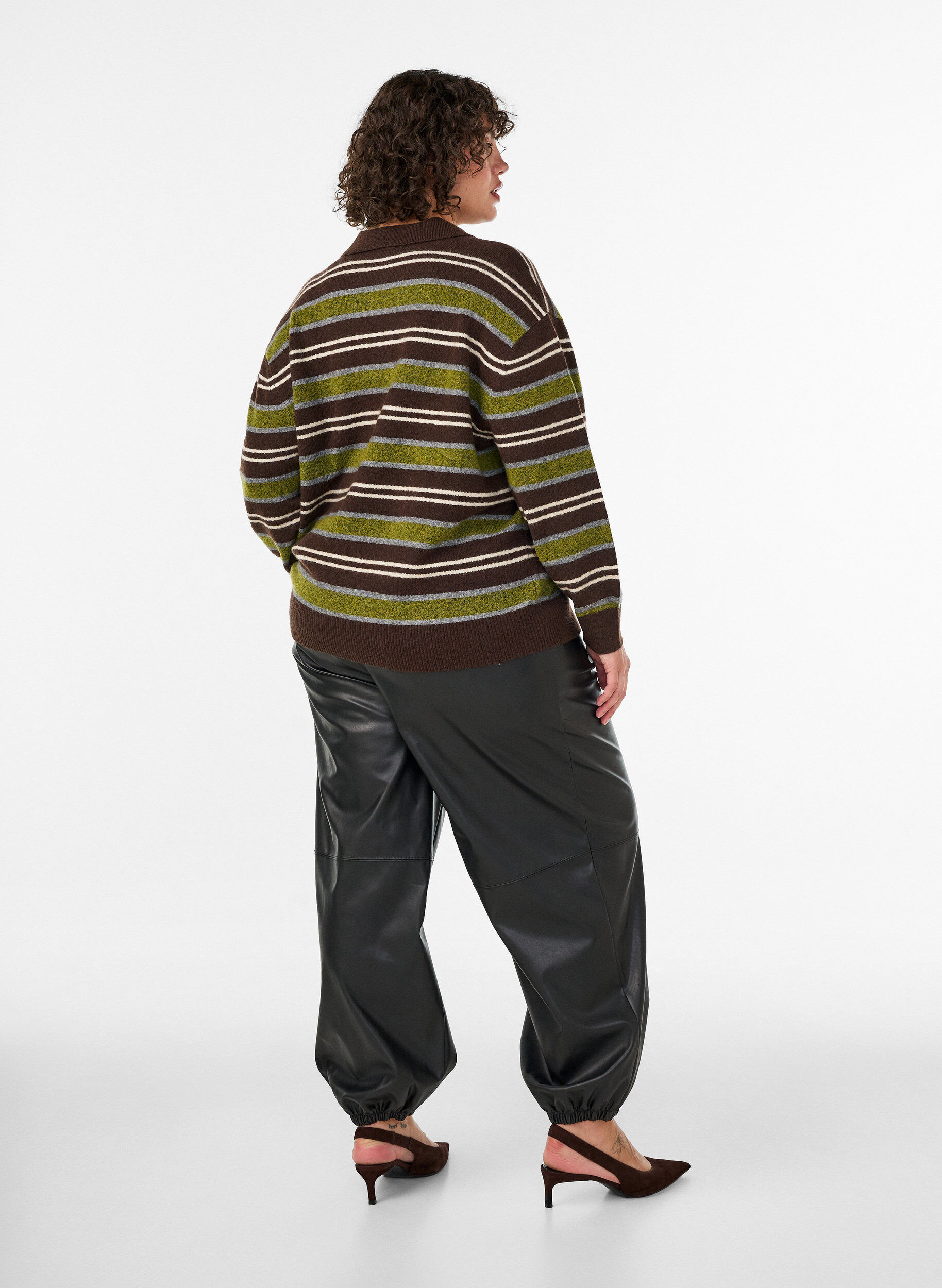 ZizziIlmavat tekonahkahousut, Musta, Model image number 1