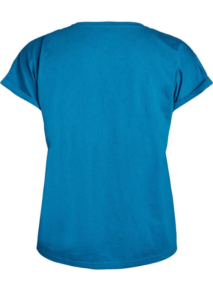Lyhythihainen t-paita puuvillasekoitteesta, Sininen, Packshot image number 1