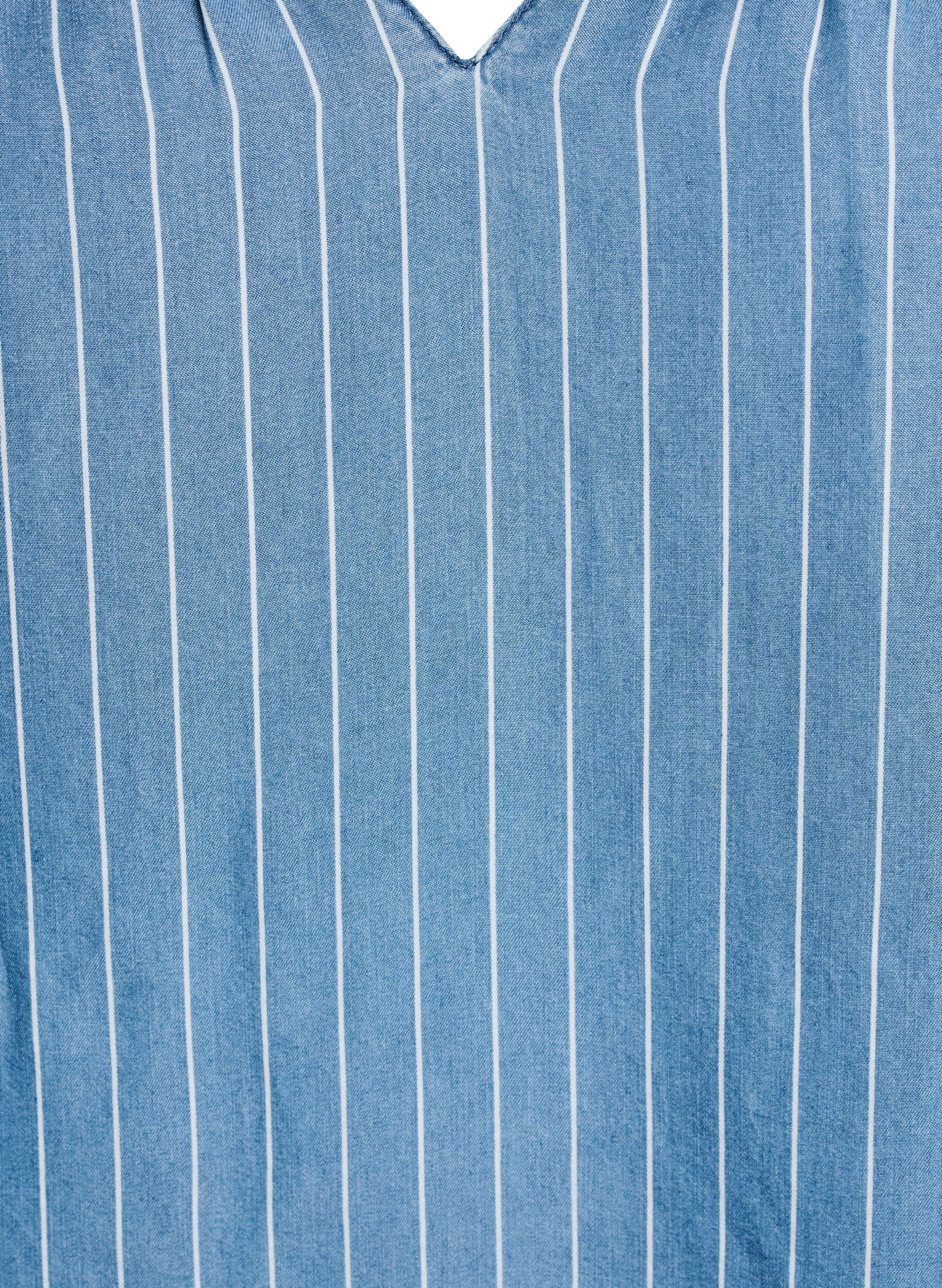 Zizzi Raidallinen farkkupusero pitkill&auml; hihoilla, Sininen, Packshot image number 2