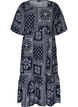 Nilkkapituinen mekko viskoosista paisley-kuviolla ja lyhyill&auml; hihoilla, Sininen, Packshot image number 0