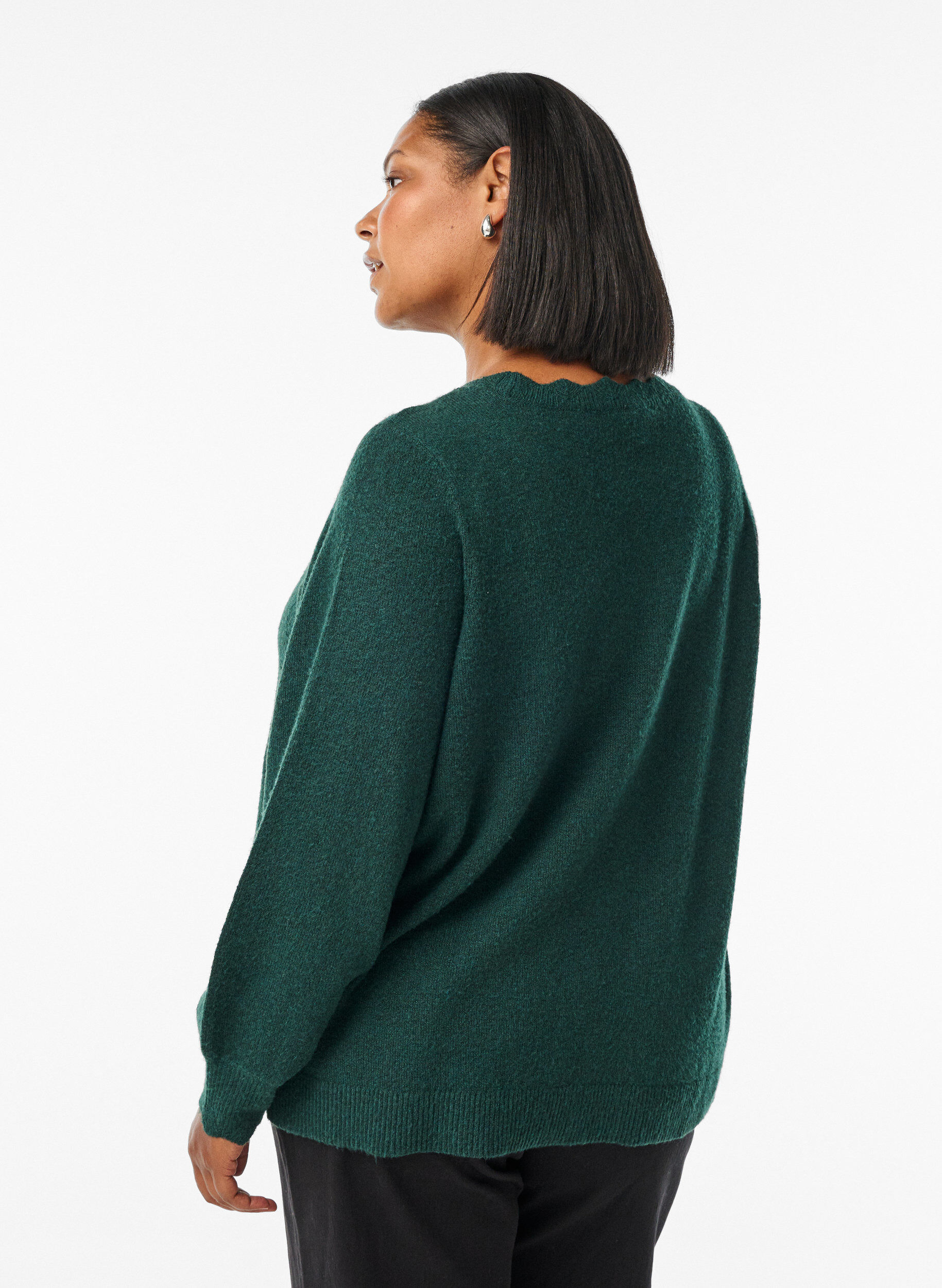 ZizziAaltoilevareunainen neulepusero, Vihre&auml;, Model image number 2