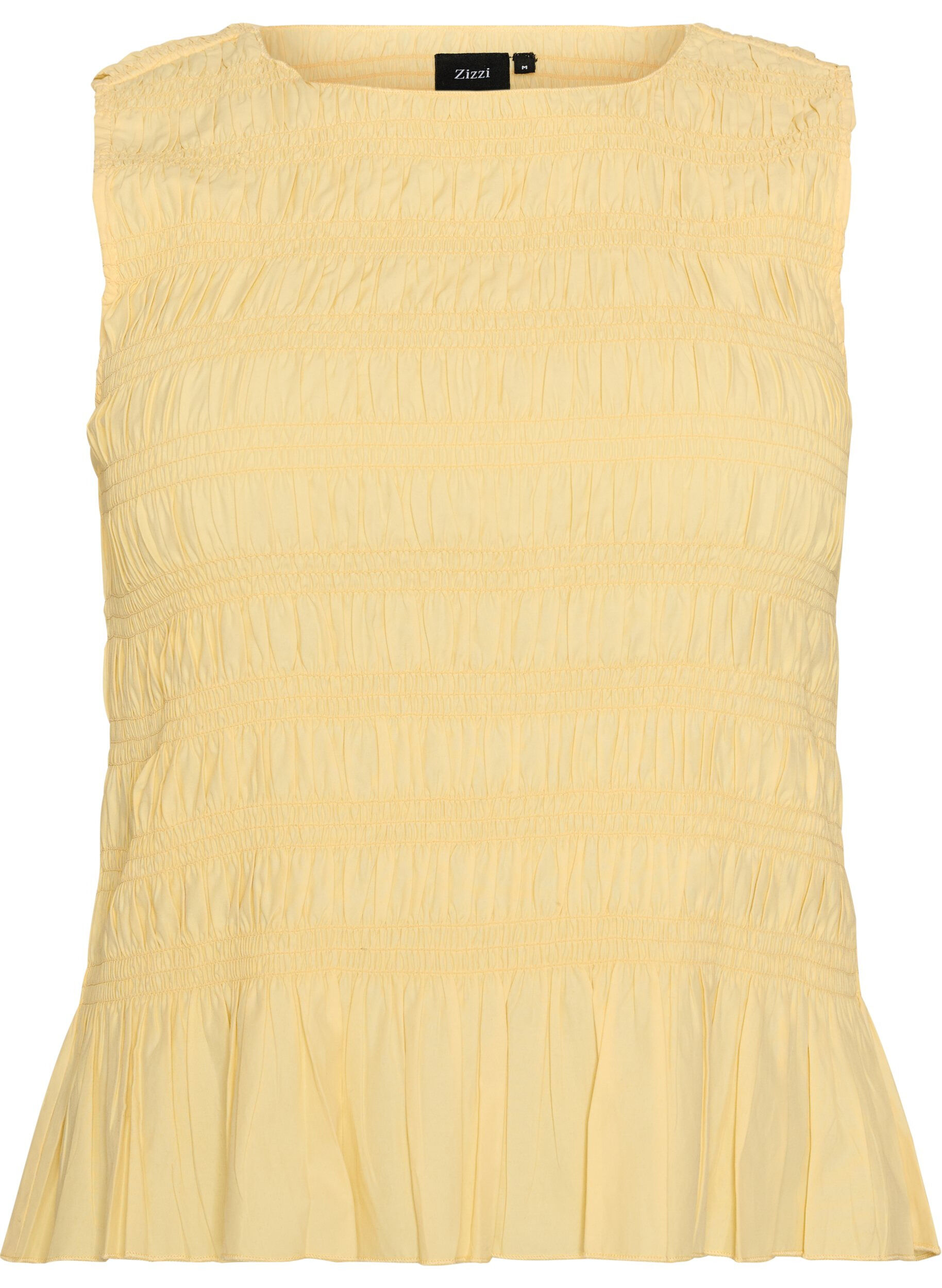 ZizziSmokkitoppi venep&auml;&auml;ntiell&auml; ja peplum-helmalla, Keltainen, Packshot image number 0