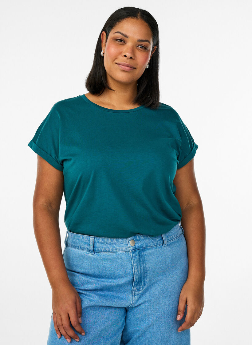 Lyhythihainen t-paita puuvillasekoitteesta, Vihre&auml;, Model image number 0