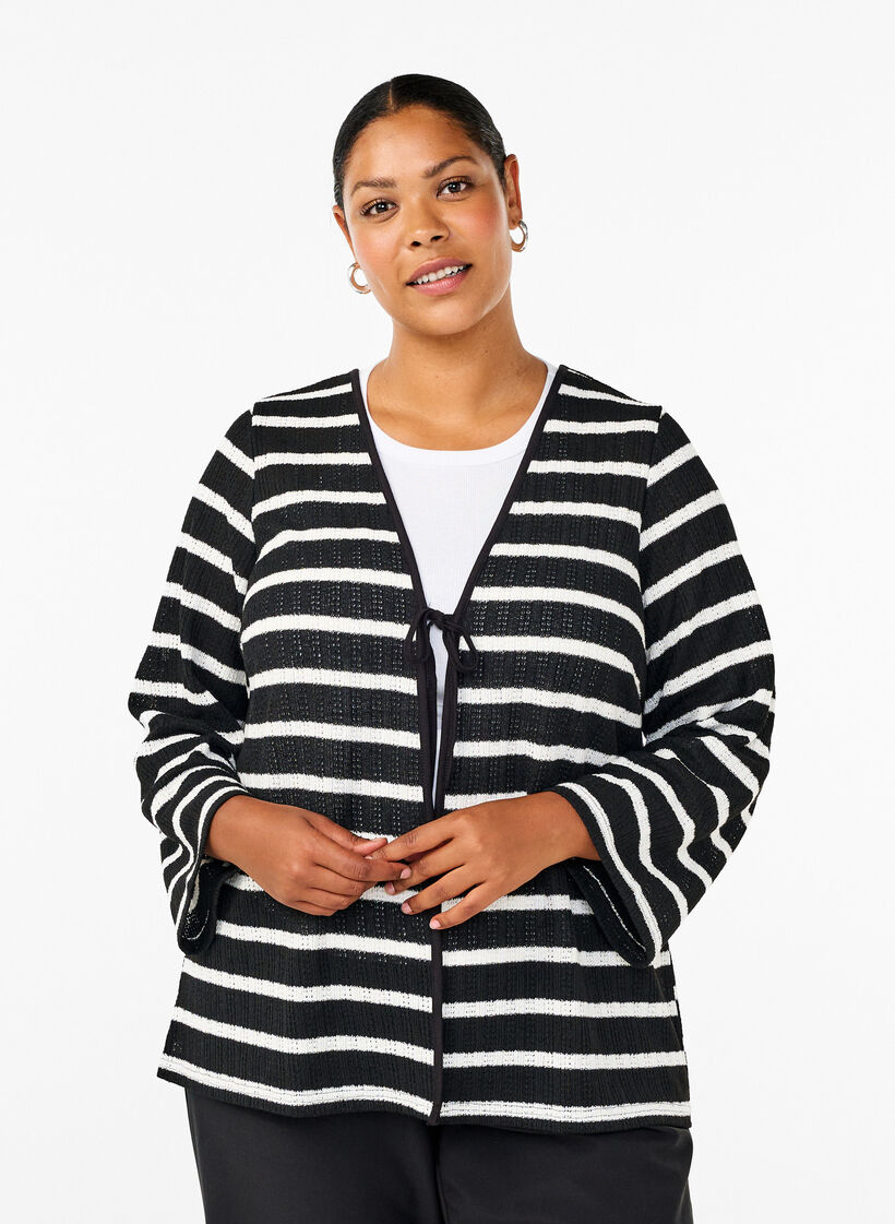 Neuletakki nauhoilla, Black White stripe, Model image number 0