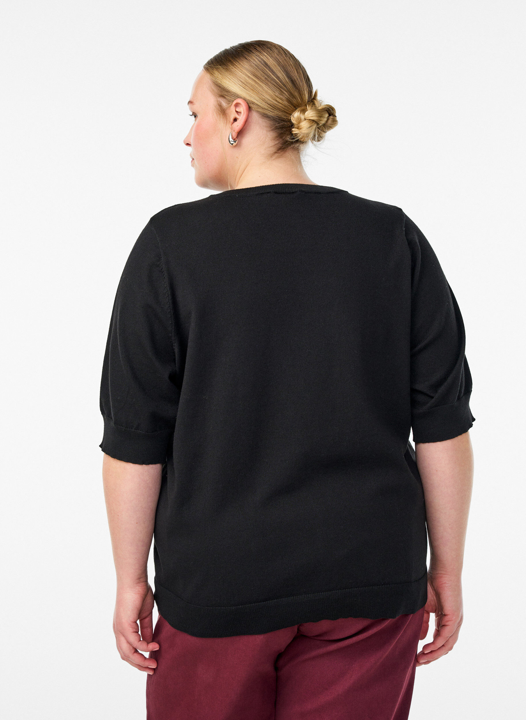 ZizziHienoneulepusero lyhyill&auml; hihoilla, Musta, Model image number 2